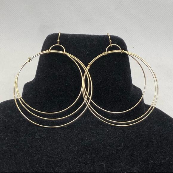 A New Day NWT 3 Hoop Gold Tone Dangle Hoop Earrings - Picture 5 of 13